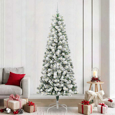 Vidaxl Artificial Hinged Christmas Tree Green And White 240 Cm from B&Q