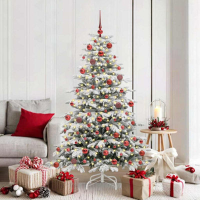 Vidaxl White Artificial Hinged Christmas Tree 180 Cm Pe And Pvc