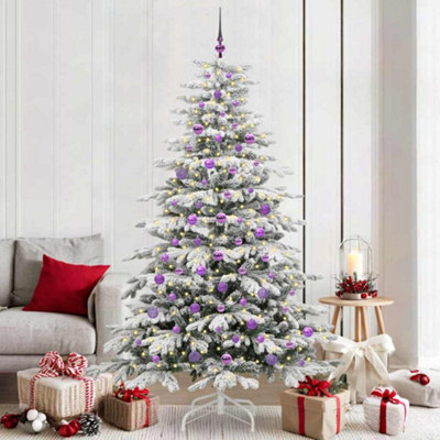 Vidaxl Artificial Hinged Christmas Tree White 210 Cm Pe And Pvc
