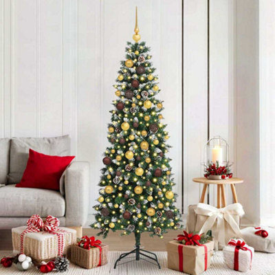 B&Q -  Artificial Christmas Tree With 300 Leds With Stand Green 180 Cm
