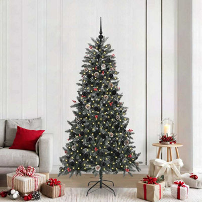 B&Q -  Artificial Christmas Tree With 300 Leds With Stand Green 210 Cm