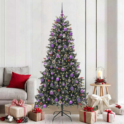 B&Q -  Artificial Christmas Tree With 300 Leds With Stand Green 210 Cm