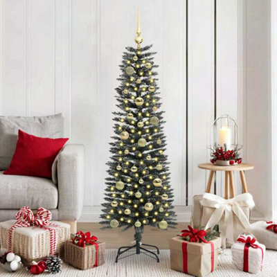 vidaXL Artificial Christmas Tree with LEDs - 150 cm - Green - Image 4