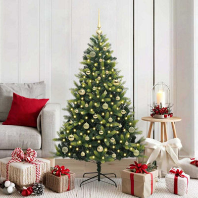 vidaXL Hinged Artificial Christmas Tree - 150cm - Green - Image 4