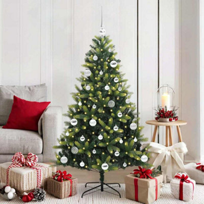 vidaXL Hinged Christmas Tree - 150cm - Green - 150 LEDs - Image 4