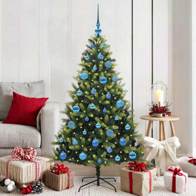 vidaXL Hinged Artificial Christmas Tree - 150cm - Green - 150 LED Lights - Image 4