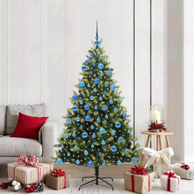 vidaXL Hinged Artificial Christmas Tree - 180 cm - Green - 300 LED Lights - Image 4