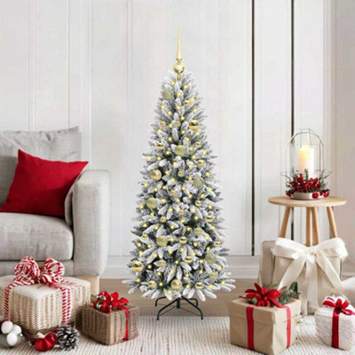Vidaxl White Artificial Christmas Tree With 150 Leds 53 X 53 X 120 Cm Size 5