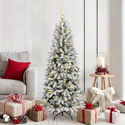 vidaXL Artificial Christmas Tree with 150 LEDs, White, 150 cm - Image 4
