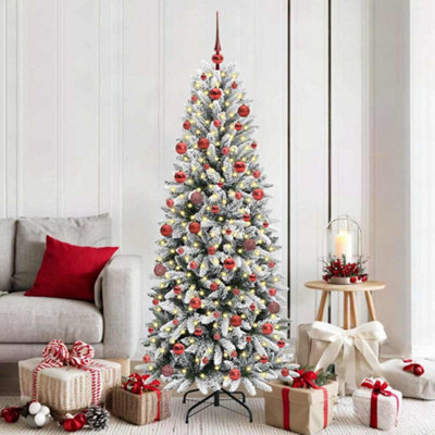 Vidaxl (Green And White, 180 Cm) Artificial Christmas Tree With Flocked Snow Christmas Decoration Pvc&Pe - Image 3