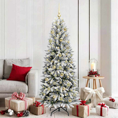 Vidaxl (Green And White, 180 Cm) Artificial Christmas Tree With Flocked Snow Christmas Decoration Pvc&Pe - Image 3