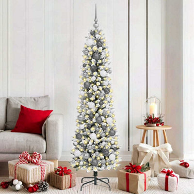 B&Q -  Artificial Christmas Tree With 300 Leds With Stand White 180 Cm
