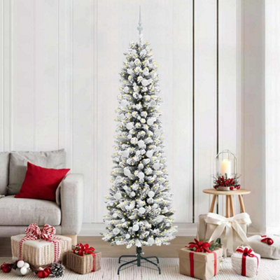 Vidaxl Artificial Christmas Tree With 300 Leds With Stand White 210 Cm