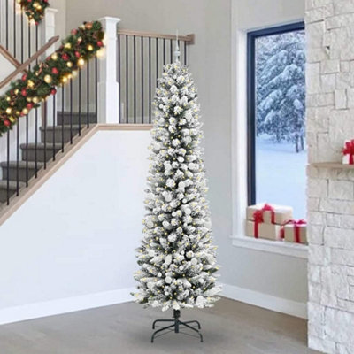 B&Q -  Artificial Christmas Tree With 300 Leds With Stand White 240 Cm