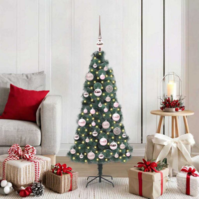 B&Q -  Artificial Pre-Lit Christmas Tree With Ball Set Green 120 Cm