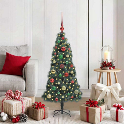B&Q -  Artificial Pre-Lit Christmas Tree With Ball Set Green 120 Cm