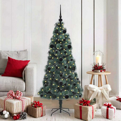 B&Q -  Artificial Pre-Lit Christmas Tree With Ball Set Green 150 Cm