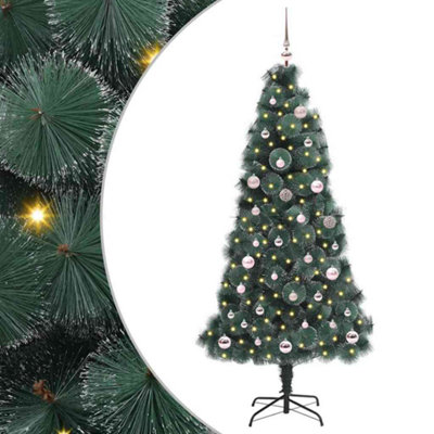 B&Q -  Artificial Pre-Lit Christmas Tree With Ball Set Green 150 Cm