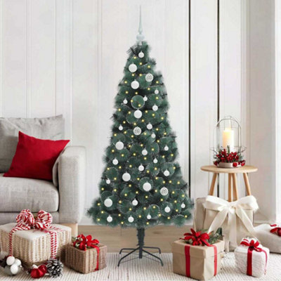 B&Q -  Artificial Pre-Lit Christmas Tree With Ball Set Green 150 Cm