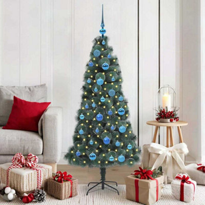 B&Q -  Artificial Pre-Lit Christmas Tree With Ball Set Green 150 Cm