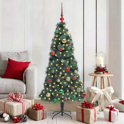 B&Q -  Artificial Pre-Lit Christmas Tree With Ball Set Green 150 Cm