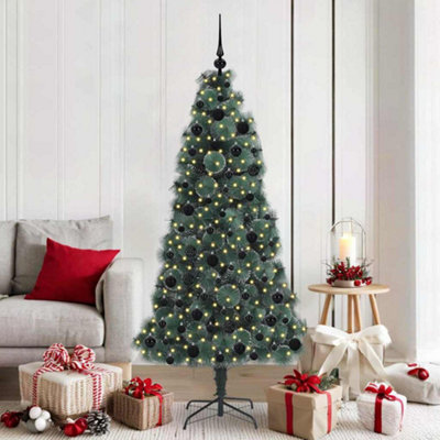 B&Q -  Artificial Pre-Lit Christmas Tree With Ball Set Green 180 Cm