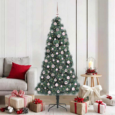 B&Q -  Artificial Pre-Lit Christmas Tree With Ball Set Green 180 Cm