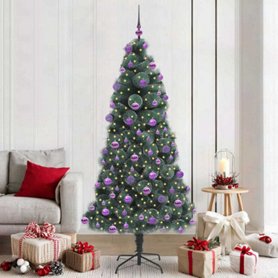 B&Q -  Artificial Pre-Lit Christmas Tree With Ball Set Green 210 Cm