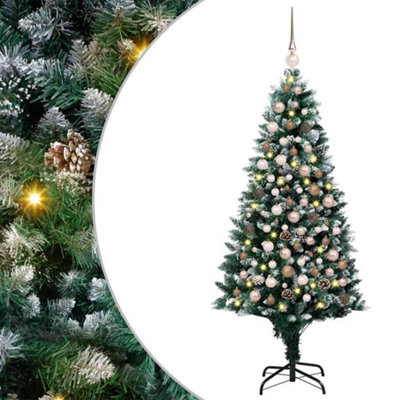 VIDAXL 180 cm Artificial Christmas Tree with 300 LEDs and Rose Gold Ornaments - Image 3