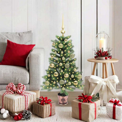 vidaXL 90 cm PE Artificial Christmas Tree with 150 LEDs - Green - Image 4