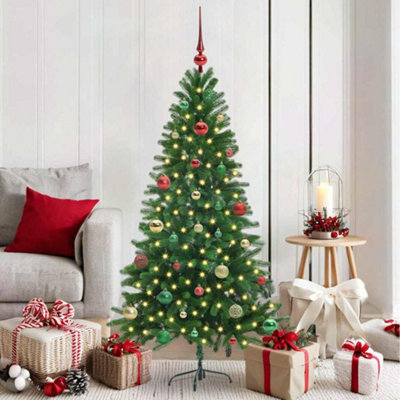 vidaXL Artificial Christmas Tree with 150 LEDs - 150 cm - Green - PE - Image 4