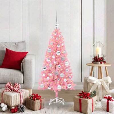 Vidaxl Pink Christmas Tree With 150 Leds With Stand 120 Cm Pvc