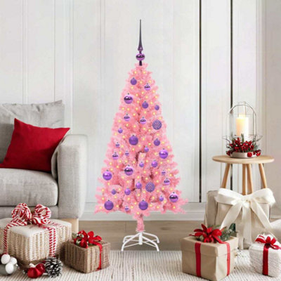 Vidaxl Pink Christmas Tree With 150 Leds With Stand 120 Cm Pvc