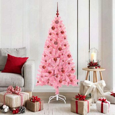 Vidaxl Christmas Tree With 150 Leds With Stand Pink 150 Cm Pvc
