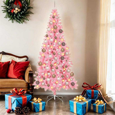Vidaxl (Pink, 180 Cm) Artificial Christmas Tree Christmas Display Tree With Leds And Ball Set - Image 3