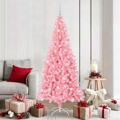 Vidaxl Christmas Tree With 300 Leds With Stand Pink 180 Cm Pvc from B&Q