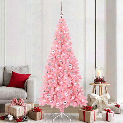 Vidaxl Christmas Tree With 300 Leds With Stand Pink 210 Cm Pvc from B&Q