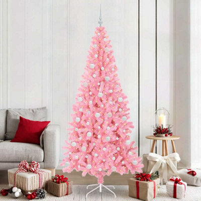 Vidaxl Christmas Tree With 300 Leds With Stand Pink 210 Cm Pvc from B&Q