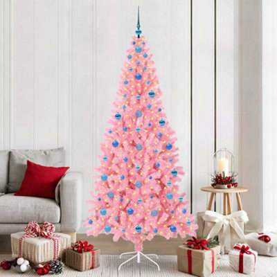B&Q -  Christmas Tree With 300 Leds With Stand Pink 210 Cm Pvc