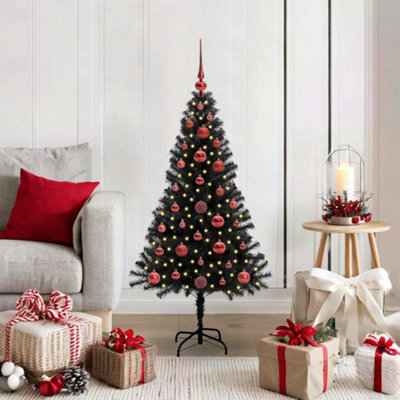 Vidaxl Black Christmas Tree With 150 Leds With Stand 120 Cm Pvc