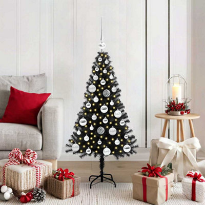 Vidaxl Black Christmas Tree With 150 Leds With Stand 120 Cm Pvc