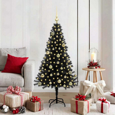 Vidaxl Black Christmas Tree With 150 Leds With Stand 150 Cm Pvc