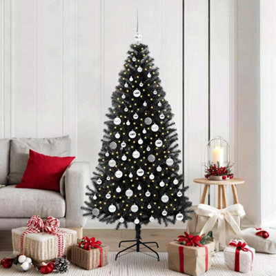 Vidaxl Black Christmas Tree With 300 Leds With Stand 180 Cm Pvc