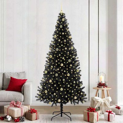 Vidaxl (Black, 240 Cm) Artificial Christmas Tree Christmas Display Tree With Leds And Ball Set - Image 3