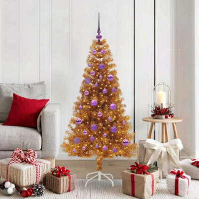 Vidaxl Gold Christmas Tree With 150 Leds With Stand 150 Cm Pet