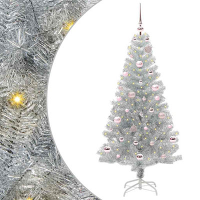 Vidaxl Silver Christmas Tree With 150 Leds With Stand 150 Cm Pet