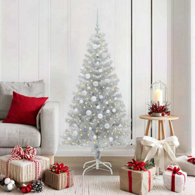 Vidaxl Silver Christmas Tree With 150 Leds With Stand 150 Cm Pet