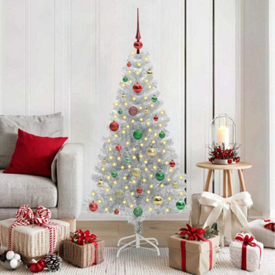 Vidaxl Silver Christmas Tree With 150 Leds With Stand 150 Cm Pet