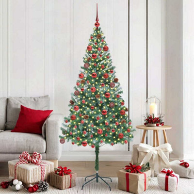 Vidaxl (180 X 90 Cm) Frosted Christmas Tree Christmas Display Tree With Leds And Ball Set - Image 3