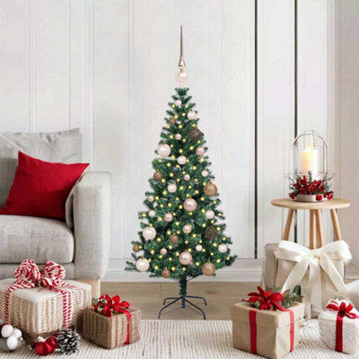 Vidaxl Green Artificial Pre-Lit Christmas Tree 120 Cm Pvc And Metal